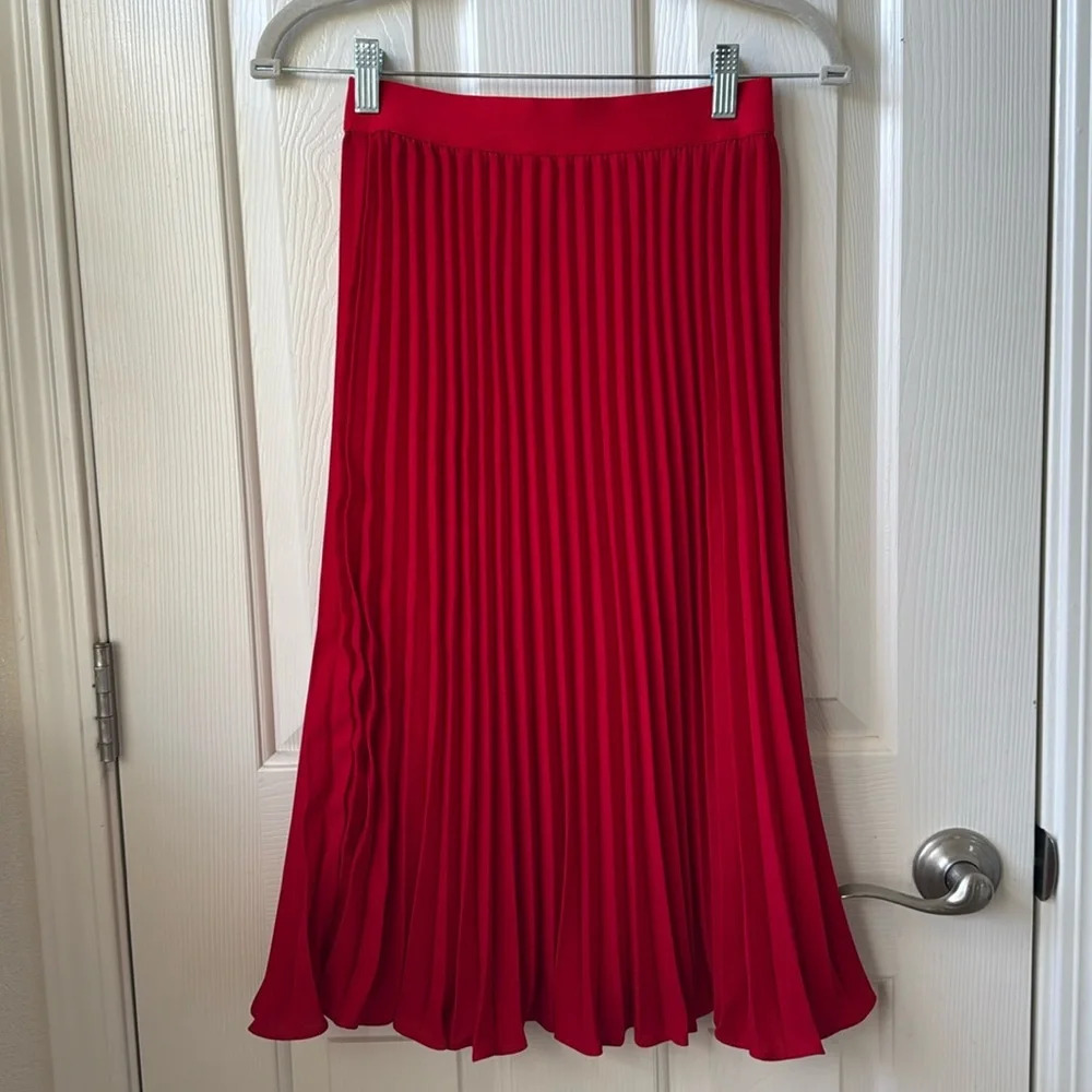 Kate Kasin High Waist Pleated A-line Swing cocktail party Midi Skirt XS - Picture 3 of 9